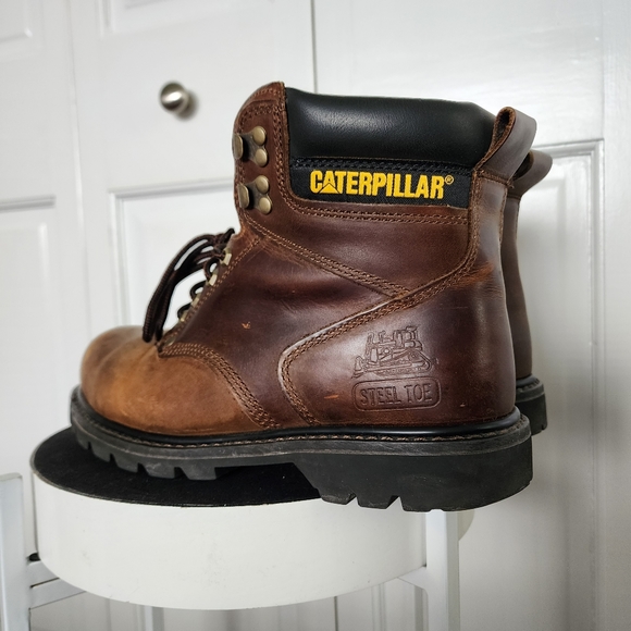 Catepillar Mens Work Boots Brown Steel Toe - Picture 5 of 9